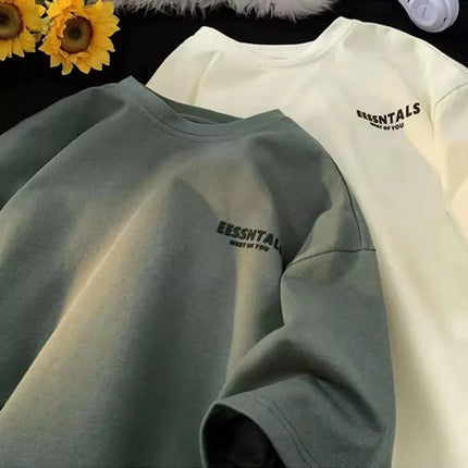 2026 Summer Men's Oversized Letter Print Short Sleeve 3D T-shirt Casual Loose Crew Neck Tee Streetwear Tops for Men