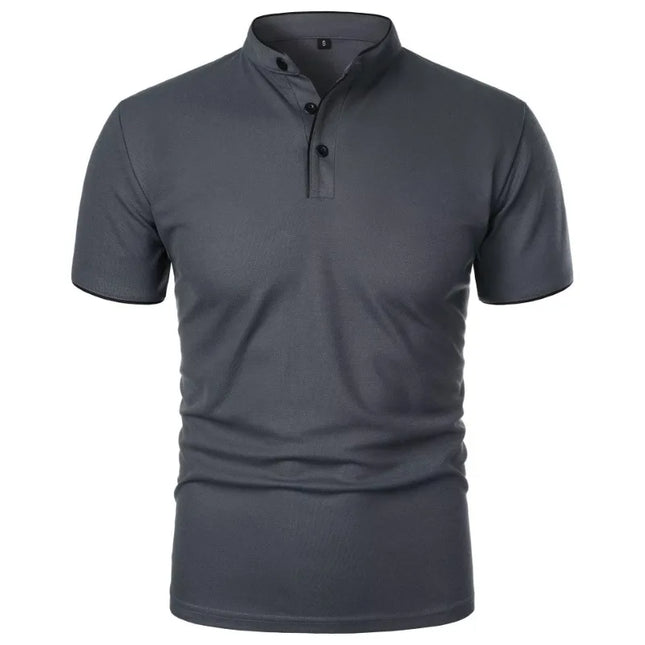 New Men's Short Sleeve Collar Polo Shirts Summer Solid Color Casual Polo Shirt Trendy Breathable Loose Basic Splice Oversize Top