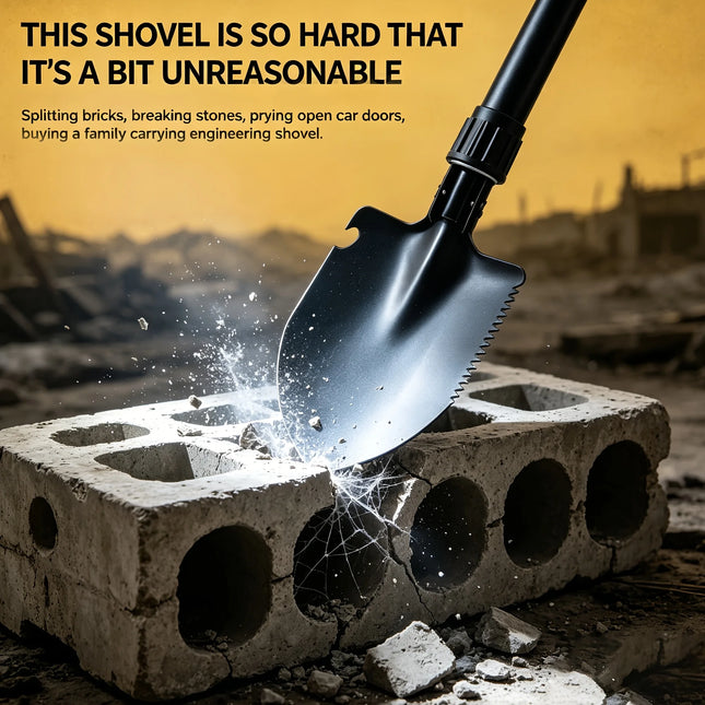 5-in-1 Folding Camping Shovel, Steel Digging Tool with Saw & Opener, Portable Outdoor Garden Digger for Men
