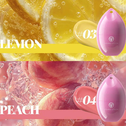 Fruit Flavored Lip Mask Egg Cherry Strawberry Blueberry Peach, Hydrating Reduces Lip Lines Lip Care, Portable Puff Ball Keychain