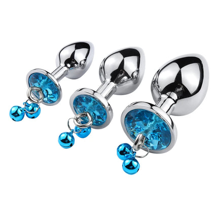 3 Size Metal Anal Plug Crystal and Bells Anus Dilator Sex Toys Bullet Stainless Steel Butt Plug Men Women Couples Adult Toys