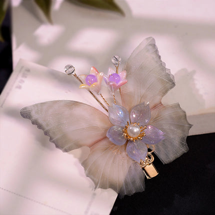 Chinese Style Flower Butterfly Hairclip Hairpin Vintage Hanfu Hair Accessories Retro Dress Headdress Hairpin Hair Jewelry