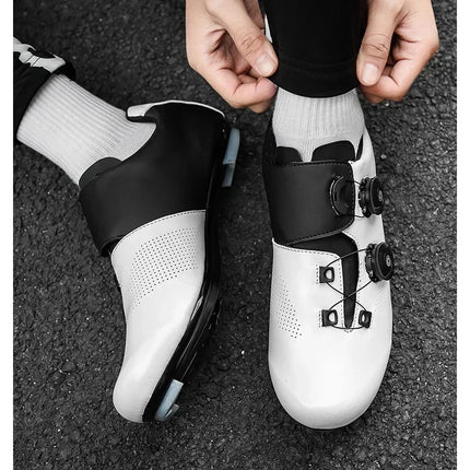 Cycling Shoes Road Bike Men White Breathable SPD Self-Locking Cleat Racing Road Bike Shoes Women Flat MTB Bicycle Sneakers
