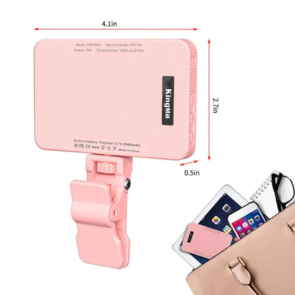 KingMa LED Selfie Light 80 Power Rechargeable Clip Fill Video Light for Phone iPad with Front & Back Clip Adjusted 3 Light Modes