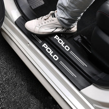 Carbon Fiber Car Stickers Door Sill Protector Bumper Protection Tape For Volkswagen VW Polo 6R 6N 6N2 6C 9N 9N3 Rline R Line
