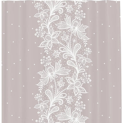 Blush Pink Floral Shower Curtain With White Lace Pattern Elegant Bathroom Decor Romantic Boho Style Water Resistant Fabric Home