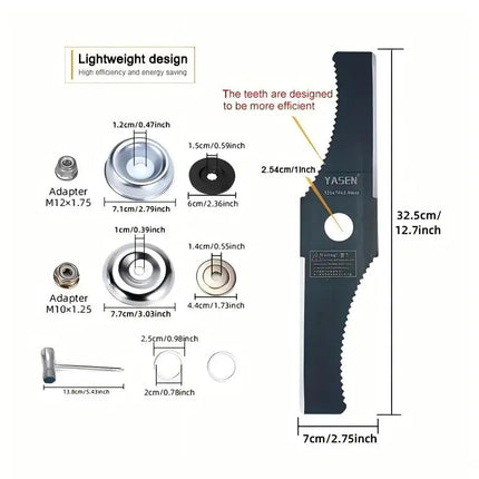 1Pc 12.7inch S-Shaped Toothed Blade, Mounting Hole 1inch, Easy to Install, Durable and Lightweight Design, Rotating Brush Knife Trimming Head Weeding Blade, Suitable for Garden Gardening Lawn Trimming