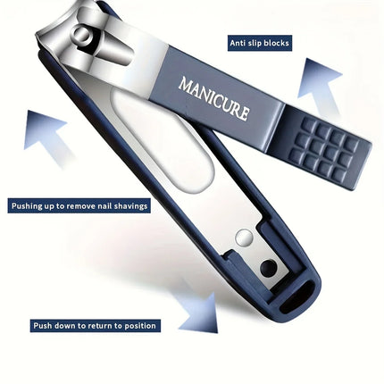 Stainless Steel Nail Clippers Manicure Tools Large Opening Nail Trimmer Anti Splash Design Sharp Edge Christmas Gift