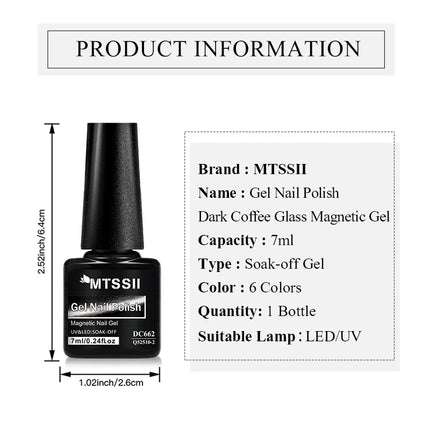 7ml Dark Coffee Glass Magnetic Gel Nail Polish Gentle Moonlight Gel Autumn And Winter Colors Soak Off Semi-Permanent Varnish