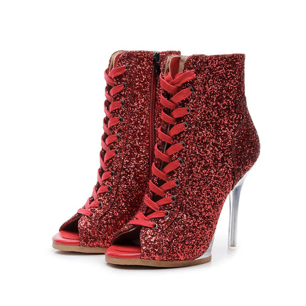 2023 New Fashion Women Heels  Lace-up Boot Stilettos Jazz Dance Lady Shoes For Latin Dancing Outdoor Sexy Stilettos Plus Size