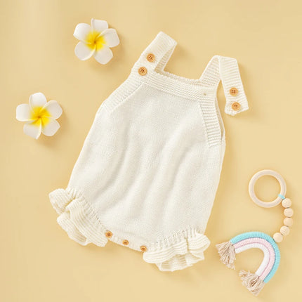 Baby Bodysuit Knitted Infant Girl Jumpsuit Sleeveless Tops Newborn Children Clothing 0-18M Overalls Fashion Solid Ruffles Romper