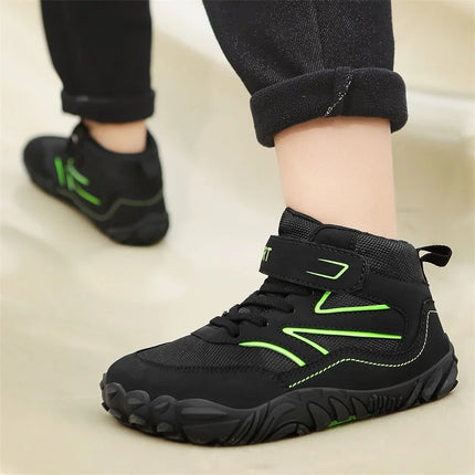 Wide-toe Kid Barefoot Boots Autumn Winter Waterproof Children Hiking Shoes Girls Boys Non-Slip Athletic Walk Trekking Sneakers