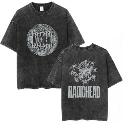 Radiohead Rock Band Washed Cotton T-Shirt Men Women Hip Hop Music Tee Fashion Short Sleeve T-shirt Summer Oversized T-shirts Tops