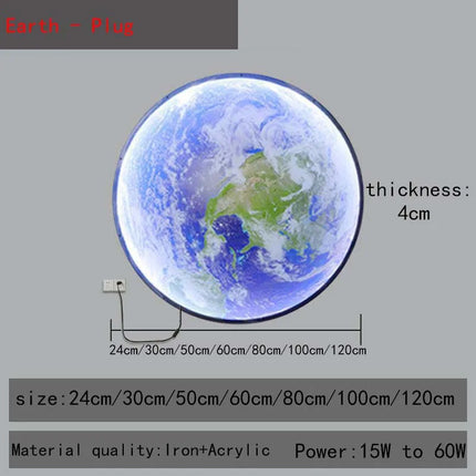 LED Wall Light Remote Dimming Moon Earth Wall Light Modern New Study Room Bedroom Corridor Apartment Villa Lighting Decoration