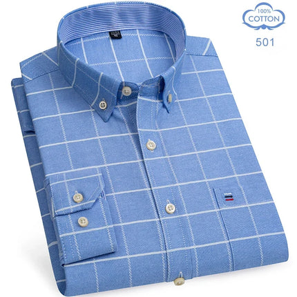 2026 New IN Shirt  Designer Clothes 100% Pure Cotton Oxford Shirts for Men Long Sleeve  Plaid Shirt Striped Male BusinessTartan
