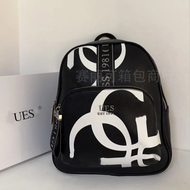 Fashionable Casual Printed Backpack Street Style Waterproof Unisex Travel Bag Geometry Pattern Dual Shoulder Straps Backpack