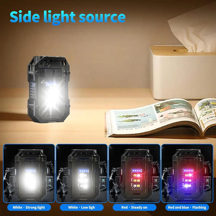 Mini COB Keychain Flashlight,Clip-On Rechargeable EDC Torch Ultra Compact Pocket Light for Hiking Camping Fishing Emergency Gift