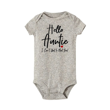 Hello Auntie I Can't Wait To Meet You Announcement Baby Toddler Bodysuits Pregnancy Clothes Boy Girl Romper Infant Shower Gifts