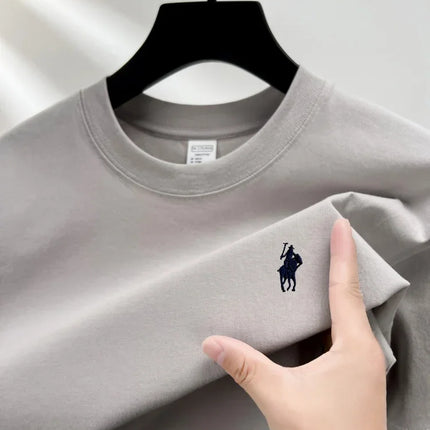 100% pure cotton short sleeve round neck men's T-shirt hot selling luxury brand summer exquisite pony embroidery breathable top