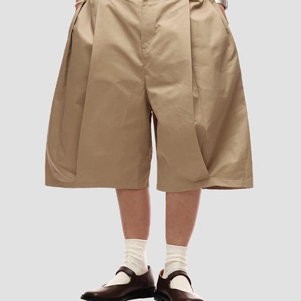 Mauroicardi Spring Summer Cool Baggy Casual Khaki Wide Leg Shorts for Men with Elastic Waist Loose Luxury Designer Clothes 2025