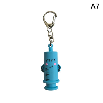 1PC Syringe-Shaped Ampoule Bottle Opener Keychain Rubber Cutter Aid Medication Vial Breaker Tool For Home Nurses And Doctors