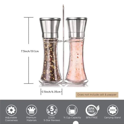180/200ML Pepper Grinder Stainless Steel Glass Spice Bottle Salt Pepper Mill Manual Spice Grinder Mill Household Kitchen Gadgets