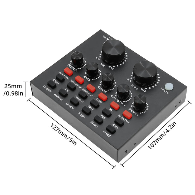 V8 Audio Sound Card USB Plug DJ Equipment Sound Cards Audio Mixer For Phone Computer PC Webcast Live External Karaoke Recording