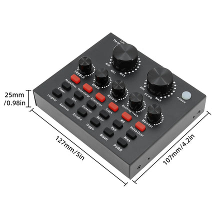 V8 Audio Sound Card USB Plug DJ Equipment Sound Cards Audio Mixer For Phone Computer PC Webcast Live External Karaoke Recording