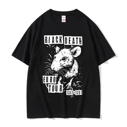 Funny Cheese Devouring Machine Japanese Rat Graphic T Shirts Men Vintage Fashion O-Neck Oversized T-shirt Y2k Unisex 62408