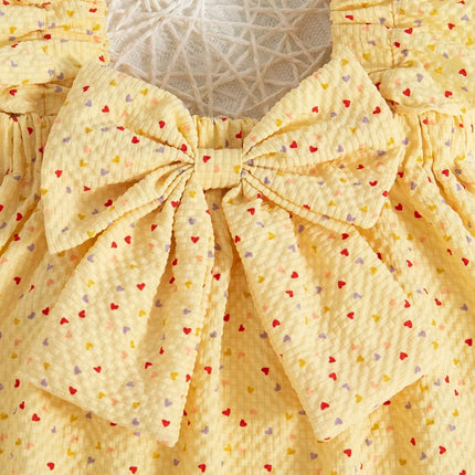 Two Piece Set Baby Girl Suit Summer Bowknot Full Printed Love Girls Beach Set Cute Top Shorts Girls Two Piece Set