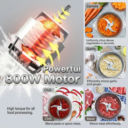 800W 3L Electric Meat Grinder Multifunction Food Processor Stainless Steel Kitchen Grinder Vegetable Chopper Slicer Machine Home