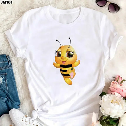 Summer Kawaii Funny Little Bee Print Kids T-shirt Harajuku Children Clothing Tees Cotton Fashion Girls Boys Short Sleeve T-shirt