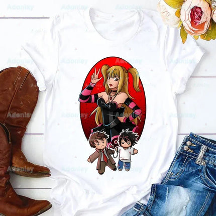 Death Note L Ryuk Summer Shirt Graphic T Shirt Women Tops O-neck Tees Funny Girls Anime Ryuuku Animation Collectable Tshirt
