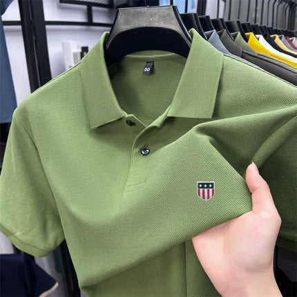 men's summer luxury brand cotton 100% polo shirt lapel printing short sleeves t-shirt business leisure ventilate men's clothing