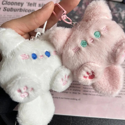 1-4pcs Cute Plush Small Cat Doll Keychain for Couple Soft Cotton Stuffed Animal Keyring Backpack Pendant Decoration Student Gift
