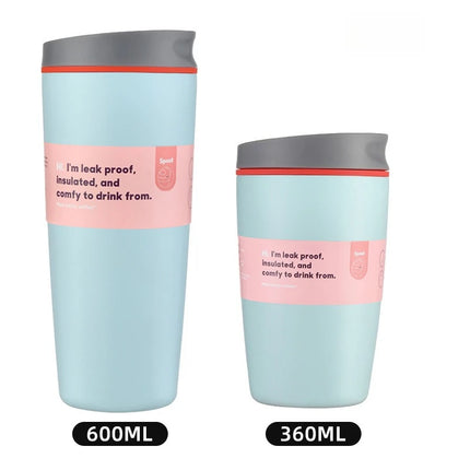 Simple Stainless Steel Vacuum Flasks Mug Insulated Coffee Cup Leakproof Lid Travel Silent Base Thermos Cups Thermal Water Bottle