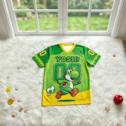 Boys Girls Family T-shirt Tops Summer Cartoon Yoshi Men's Women's Short Sleeve T-shirt Tops