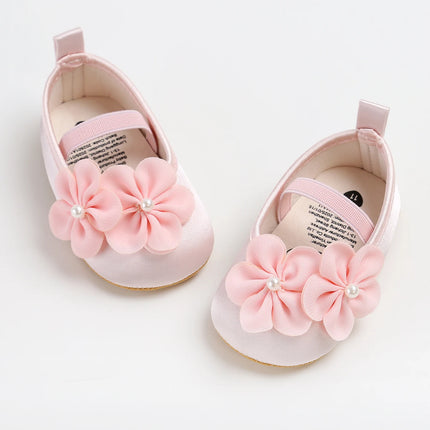 Baby girl shoes, princess children's shoes, soft soled anti slip pearl flower dress, children's shoes, first step 0-18M