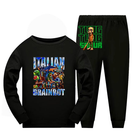 Italian Brainrot Bootleg Retro Meme Shark Tralalero Tralala Pajamas for Girls Clothes Baby Girl Clothes Outdoor Clothing Sets