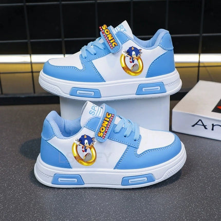Anime Sonic Tennis Shoes Kawaii Sonic Sport Shoes Cartoon Sonic White Basket Shoes 4-12 Y Sonic Casual Sneakers Size 21-37