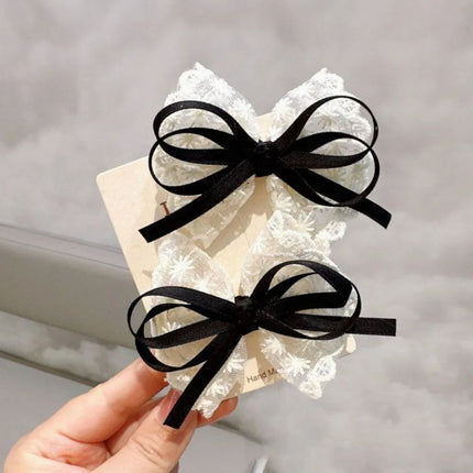 Korean style lace bow children's headwear with little girl's temperament lace hair clip heavy handmade high-end headwear hair cl