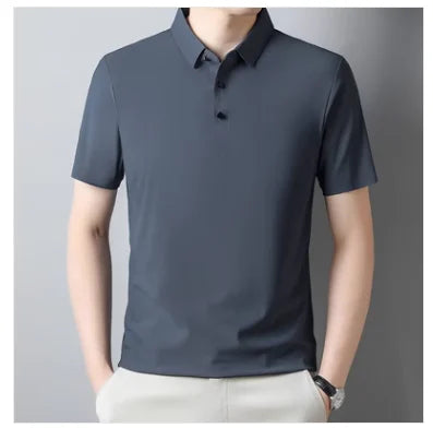 Summer New Men's Short Sleeve Ice Silk POLO Shirt Fashion Simple Men's Business Casual Pullover Large Size 5XL