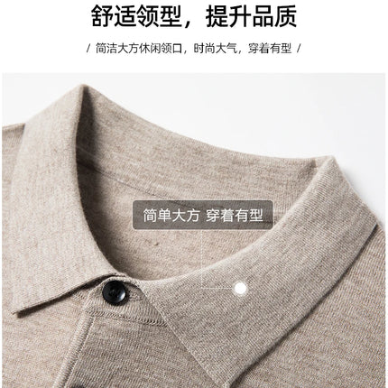Worsted wool Men POLO Neck  Pullover Long Sleeve Lapel Sweaters Loose Warm Knitted Tops Spring Autumn New Style Men’s Clothing