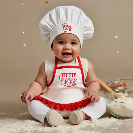 Ylsteed 2Pcs Newborn Embroidered Photography Clothes Girls Boys Aprons Chef Hats Suitable For Taking Pictures Little Chefs-HD
