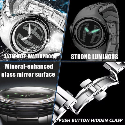Y2K Digital Men's Watch Twisted Technology Dual-Display Vintage-Futuristic Style Timepiece Unique Metal Men's Quartz Wristwatch