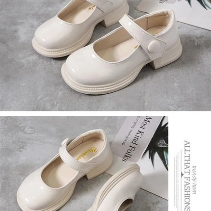 Girls Princess Shoes Glossy 2024 Fashion Soft Sole Kids Leather Flats Korean Style Children Flats Shoes Black Performance Shoes