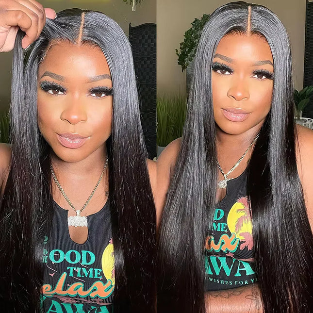 Wear Go Glueless Wig 30 34 Inch Bone Straight 13x6 HD Lace Frontal Wig Human Hair Pre-plucked 7x5 Transparent HD Lace Front Wig