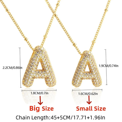 MHS.SUN Gold Plated Balloon 26 Letter Necklaces Copper Zircon Bubble Initial Pendant Chunky Women Personality Chain Jewelry