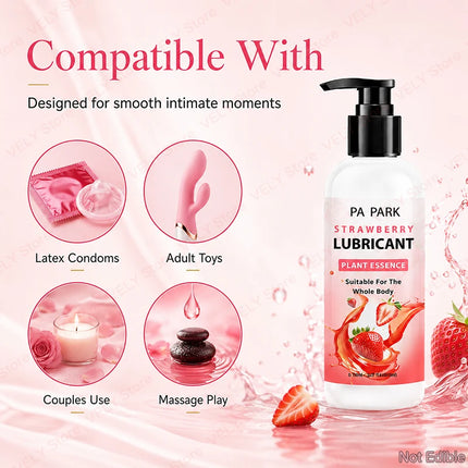 Strawberry Scent Water-Based Lubricant 150ml – Smooth Glide Non-Sticky Personal Lubrication, Easy Cleanup Intimate Gel, Pump Bottle Design for Couples, Romantic Nights, Bedroom Fun, Adult Toys Use & Daily Intimate Comfort