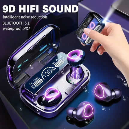 KEBIDUMEI Bluetooth Headphones in-ear Wireless Earphones LED Display Sport Game Headsets Waterproof Noise Reduction Earbud